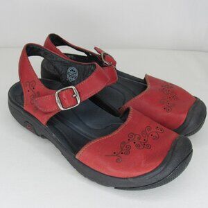 Keen Red Leather Closed Toe Ankle Strap Sandal Women's 7